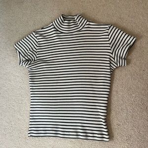 Brandy Melville Striped Cropped Mock-Neck Sweater Tee